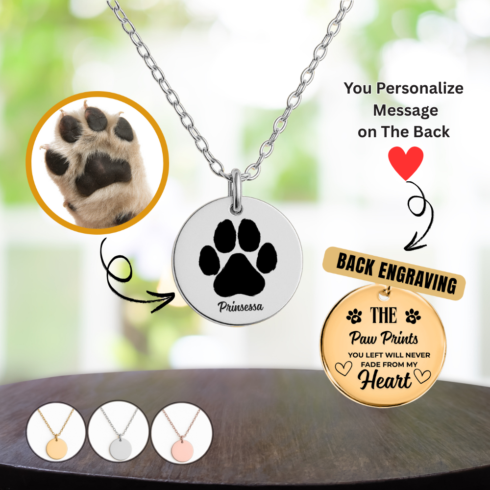 My Paw Love Print, Coin Necklace