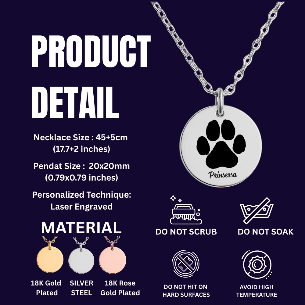 My Paw Love Print, Coin Necklace