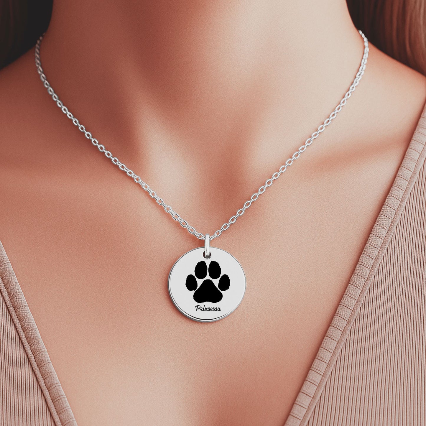 My Paw Love Print, Coin Necklace