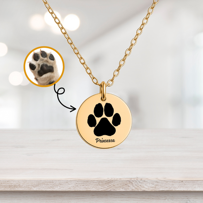 My Paw Love Print, Coin  Necklace