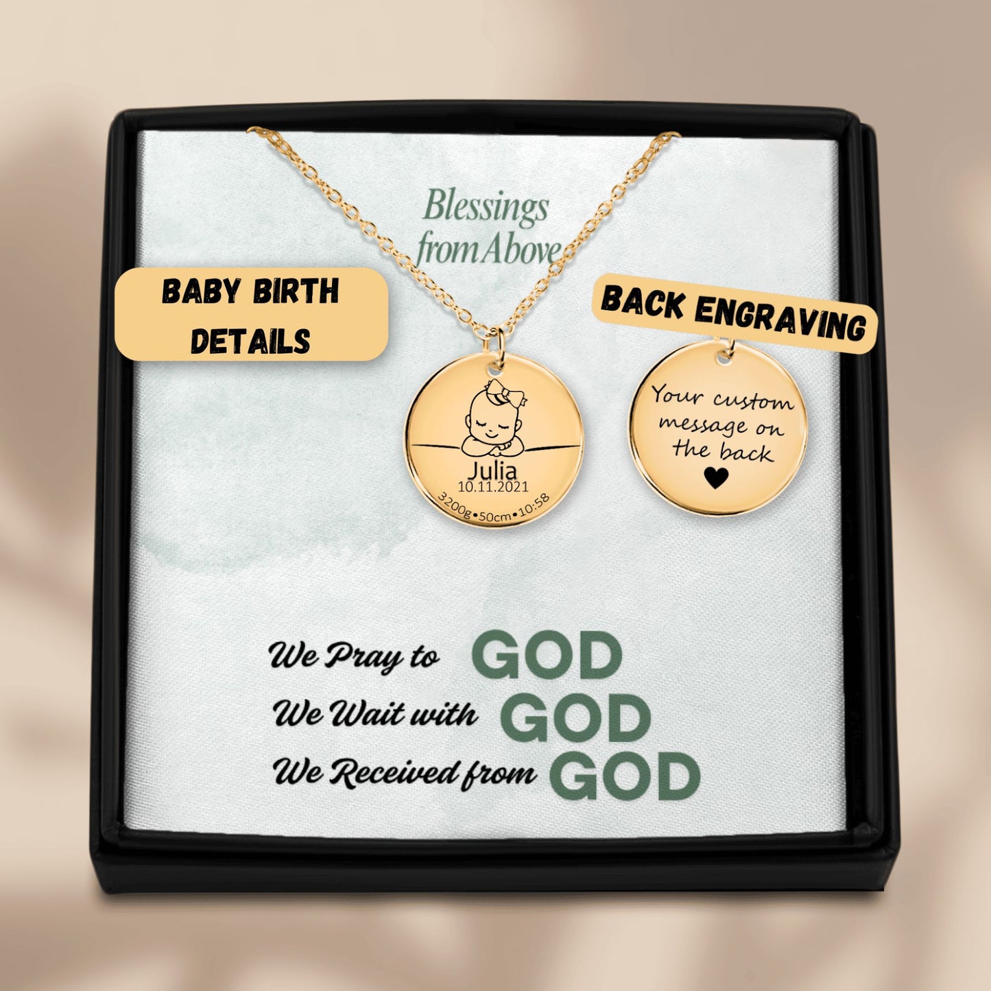 Baby Birth Details Necklace