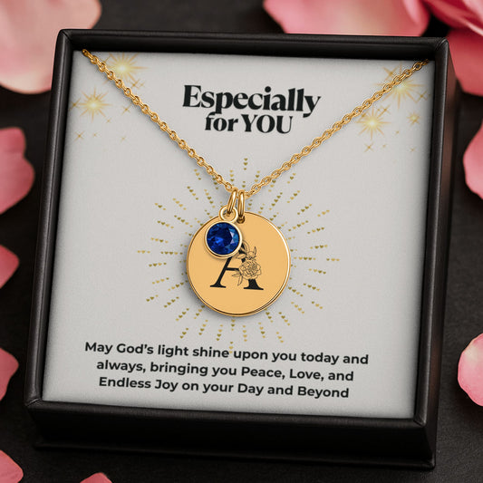 Name Initial & Birthstone Necklace